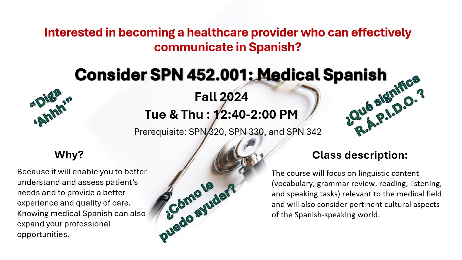 Read more about the article SPN452: Spanish Language for the Medical Professions