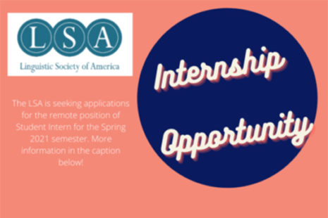 INTERNSHIP OPPORTUNITY with the Linguistic Society of America.