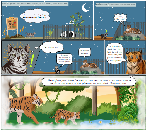 Comic by Stephanie Postmaa and Katarina Jarmoluk featuring animals and colored computer graphics 