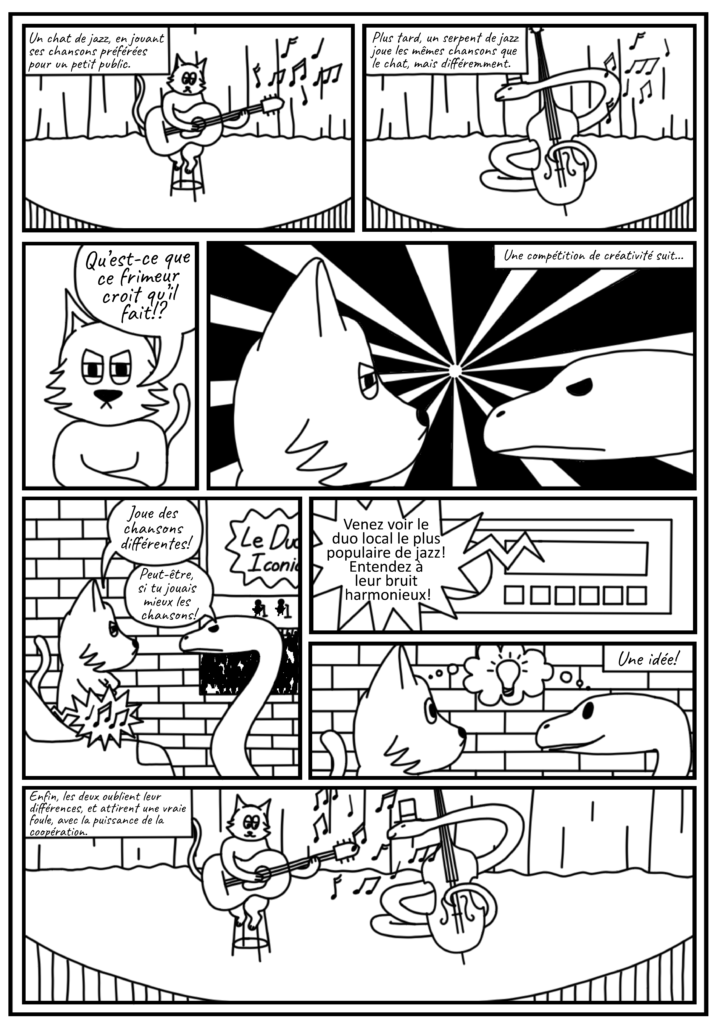 Comic by Alex Reeve and Logan Lamphier featuring black and white computer graphics