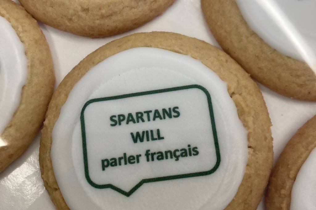 Cookies Iced with "Spartans Will Parler Français"