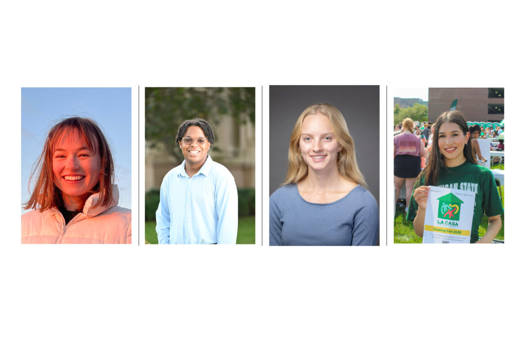 Head shots of four student board members